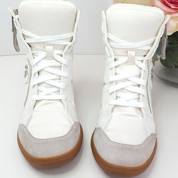 90s ALDO💗High Top White Sneaker| Studded Rhinestones - Picture 6 of 12
